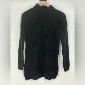 Sundance Black Mock Neck Mohair Wool Blend Fuzzy Chunky Sweater -Small- Oversize